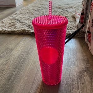 NWT. STARBUCKS iridescent neon pink cup